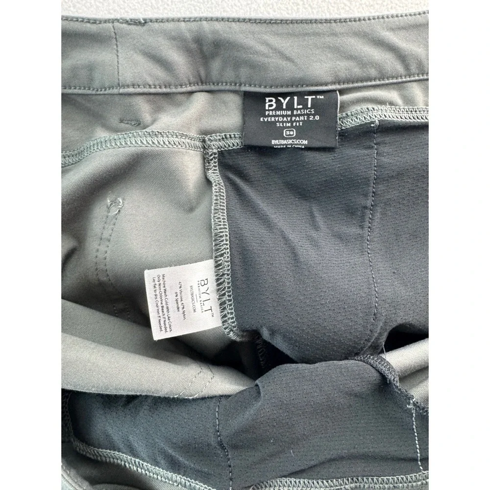 BYLT Men's Everyday‎ Pant 2.0 Slim Fit Grey Premium Basics Size 38X30.5
